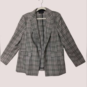 Lane Bryant Blazer, Plaid Light Pink, yellow and Grey Size 16